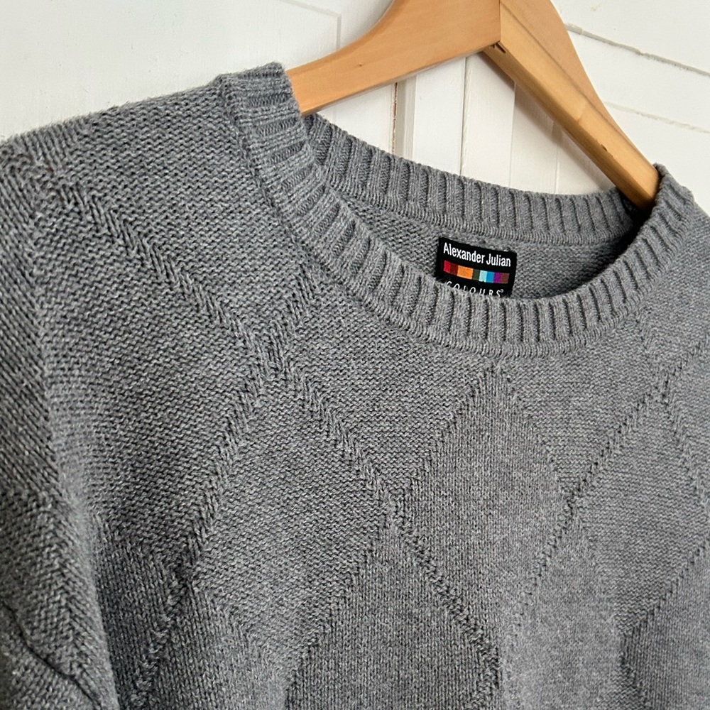 Alexander Julian Colours Men’s Size 2XLT Long Sleeve Argyle Crew Neck Sweater